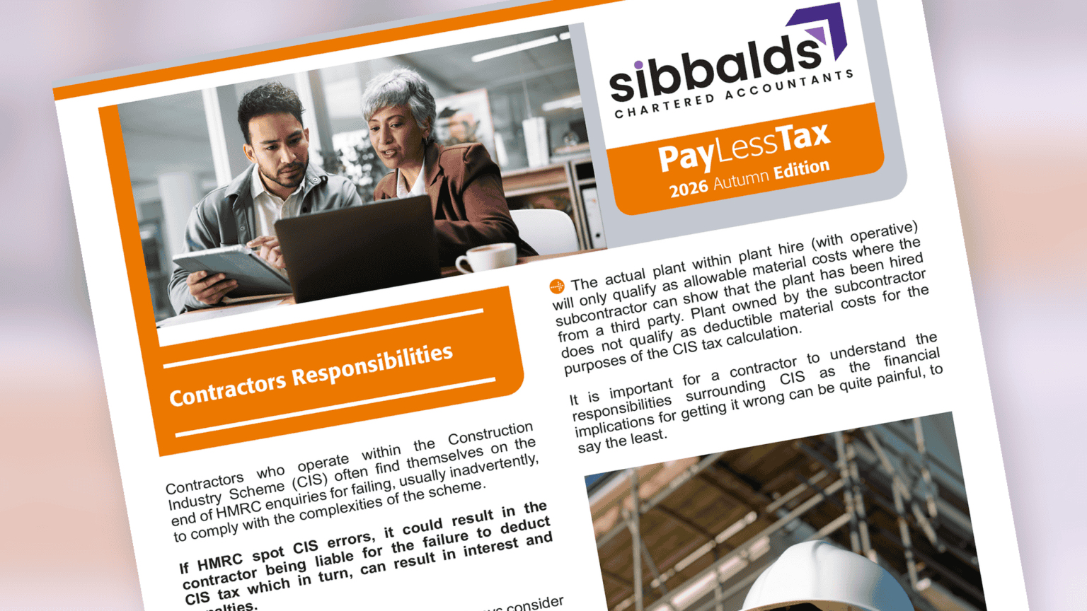 Sibbalds Pay Less Tax newsletter, Autumn 2026 edition